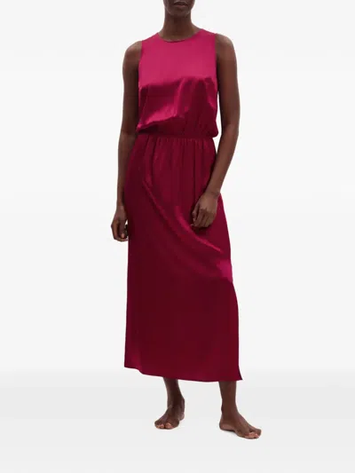 Eres Binôme Sleeveless Silk Maxi Dress In Pink