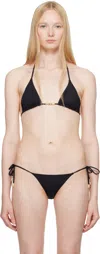 Eres Ephemere Black Bikini Top With Beaded Embellishmentsand Triangular Cup In Tech Fabric Stretch Woman In Black