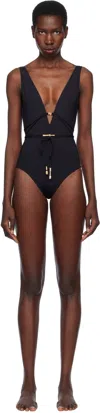Eres Lagon Embellished Open-back Swimsuit In Black