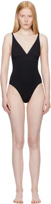 Eres Lagon Black Swimsuit With V Neck And Front Tie Closure In Tech Fabric Stretch Woman