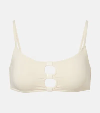 Eres Bloom Embellished Cutout Bikini Top In White