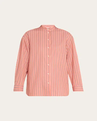 Eres Bonheur Striped Cotton Sleep Shirt In Rayure Rose