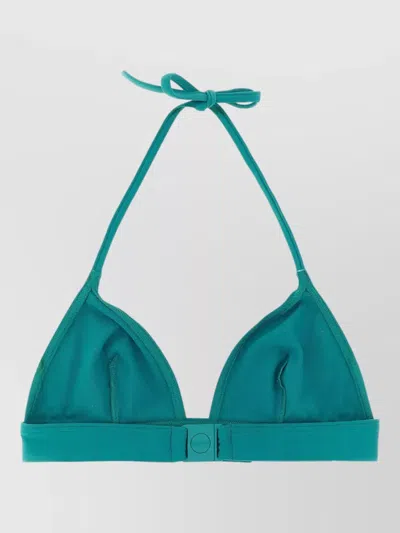 Eres Bord Bikini Top Button Detail Halter Neck In Green