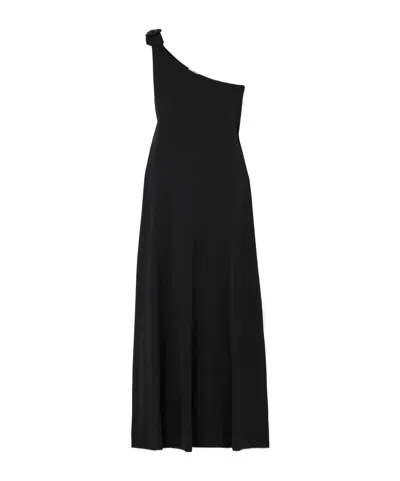 Eres Miss One-shoulder Bow-detailed Jersey Midi Dress In Black