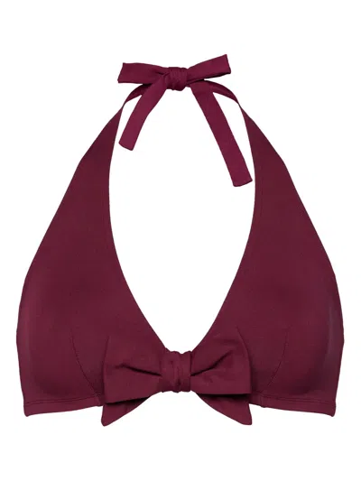 Eres Bow-embellished Halter-neck Bikini Top In Burgundy