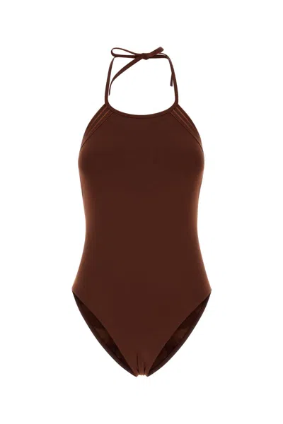 ERES ERES BROWN STRETCH NYLON NUMERO SWIMSUIT