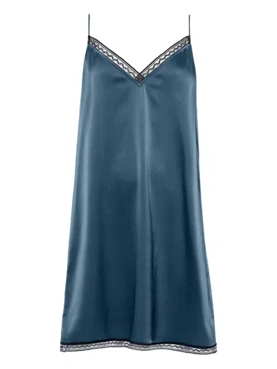 Eres Bucolique Lace-trim Silk Nightdress In Blue