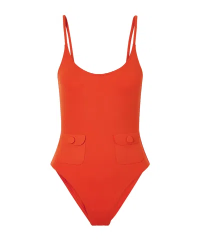 Eres Button-detail Swimsuit In Orange