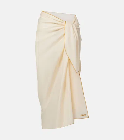 Eres Cabine Cotton Voile Sarong With Contrasting Border In Neutral