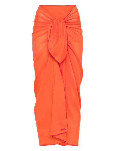 Eres Cabine Logo-embroidered Sarong In Orange