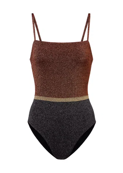 Eres Calanque Nageur One Piece Lurex Multico In Brown
