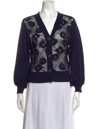 Pre-owned Eres Cashmere Floral Print Sweater In Blue
