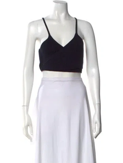 Pre-owned Eres Cashmere V-neck Crop Top In Black