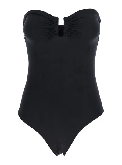 ERES ERES 'CASSIOPEE' BLACK ONE-PIECE SWIMSUIT WITH BACK NECKLINE IN TECH FABRIC WOMAN