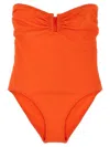 Eres Ruched Detail Strapless One-piece Swimsuit In Orange