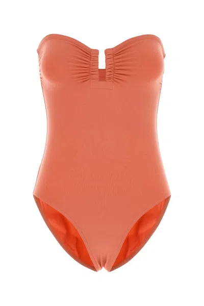 Eres Cassiopee Peach Stretch Nylon Swimsuit In Orange