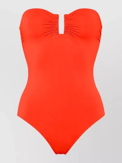 Eres Cassiopee Strapless Ruched Cutout One Piece Swimsuit In Orange