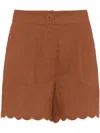 Eres Cheri Scalloped Linen Shorts In Braun