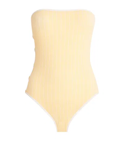 Eres Chevron Golden Strapless Swimsuit In Yellow