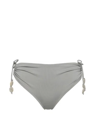 Eres Christie Bead-embellished Ruched Bikini Bottoms In Gray