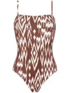 Eres Cloud Geometric-print Swimsuit In Brown