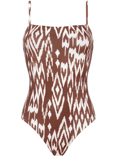 Eres Cloud Geometric-print Swimsuit In Brown