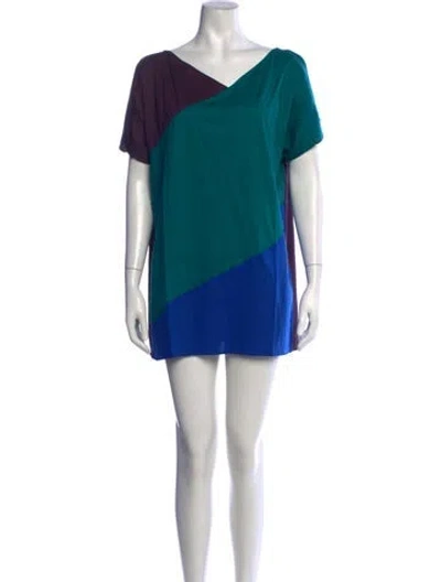 Pre-owned Eres Colorblock Pattern Mini Dress In Blue