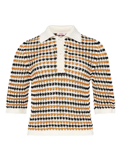 Eres Comeback Striped Polo Top In Brown