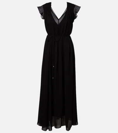 Eres Concert Silk Midi Dress In Black