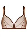 Eres Contrasting-trim Spaghetti-strap Bra In Brown