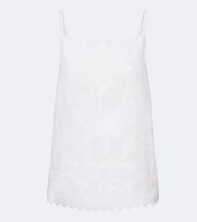 Eres Corail Embroidered Linen Tank In White