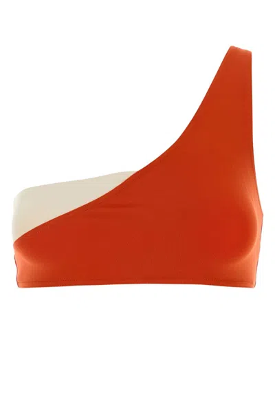 Eres Coral Stretch Nylon Paradoxe Bikini Top In Orange