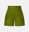 Eres Correct High-rise Linen Shorts In Green