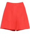 Eres Correct High-waisted Linen Shorts In Red