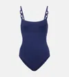 Eres Square Neckline Swimsuit Cut-out Strap In Blue