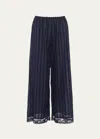 ERES COTON STRIPED LACE-TRIM CROPPED LOUNGE PANTS