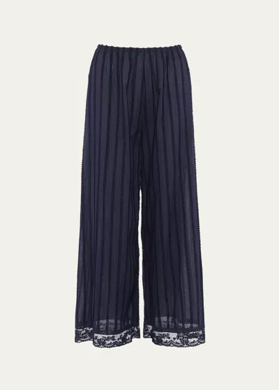 Eres Lace-trim Wide-leg Trousers In Ciel De Nuit