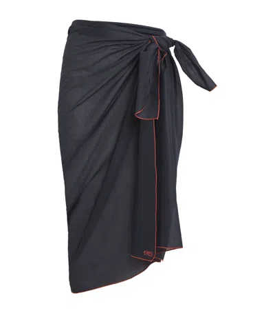 Eres Cotton Voile Cabine Sarong In Navy