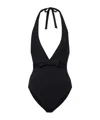 Eres Couture Bow-detailed Halterneck Swimsuit In Black