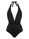 Eres Couture Bow-detailed Halterneck Swimsuit In Black