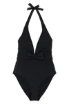 Eres Couture Bow-detailed Halterneck Swimsuit In Black