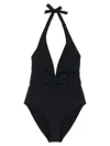Eres Couture Bow-detailed Halterneck Swimsuit In Black