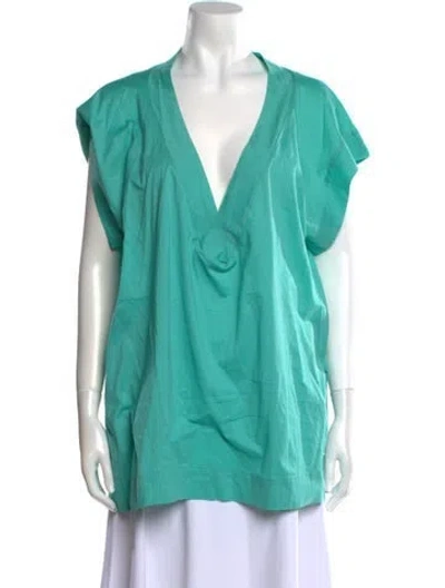 Pre-owned Eres Cowl Neck Short Sleeve Tunic In Multi