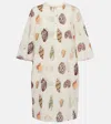 Eres Creme Printed Coton And Silk Minidress