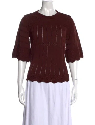 Pre-owned Eres Crew Neck Three-quarter Sleeve Top W/ Tags In Burgundy