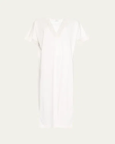 Eres Cristal Lace-trim Cotton Nightgown In Lys