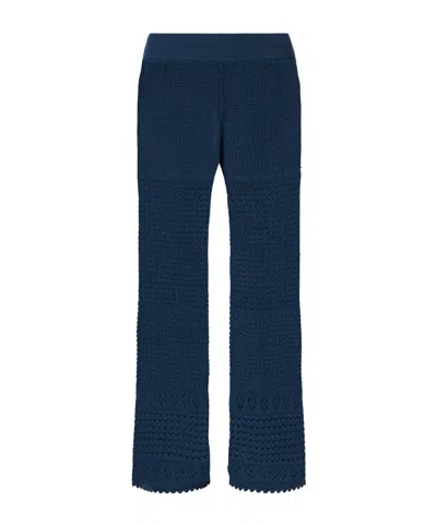 Eres Crocheted Straight-leg Pants In Blue