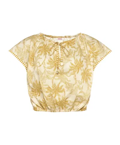 Eres Crocodile Cropped Blouse In Nude