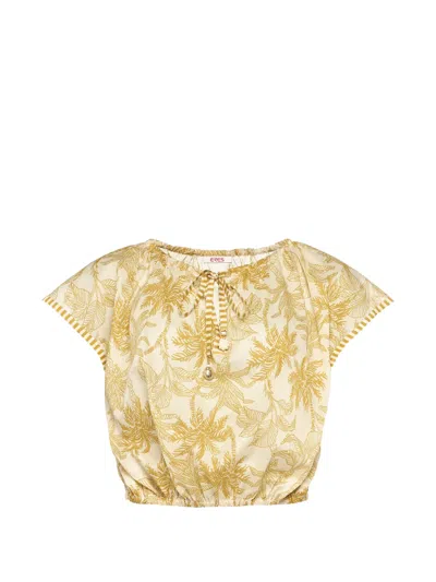 Eres Crocodile Cropped Blouse In Yellow