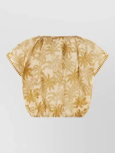 Eres Crocodile Swim Top Tropical Round Neckline In Gold